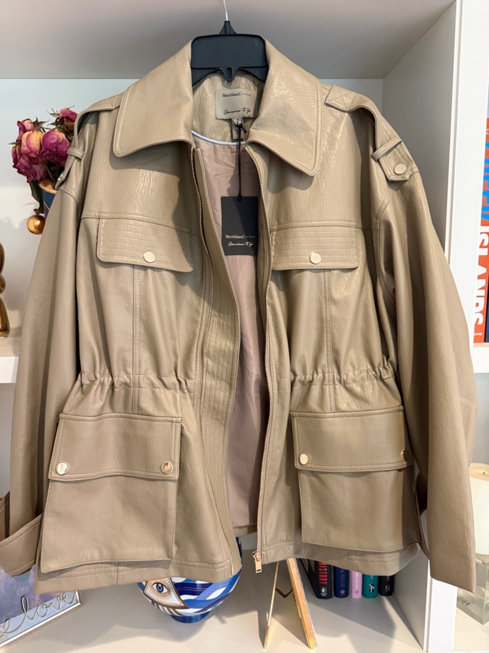 River Island Cream Leather Jacket